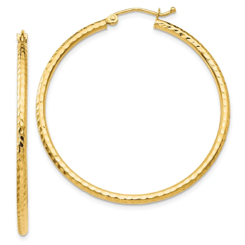 Limited-Time Offer On Elegant Jewelry Pieces Chic Trend Collection 14KT Yellow Gold 40X2MM Diamond-cut Hoop Earrings Limited-Time Offer On Elegant Jewelry Pieces Chic Trend Collection 14KT Yellow Gold 40X2MM Diamond-cut Hoop Earrings