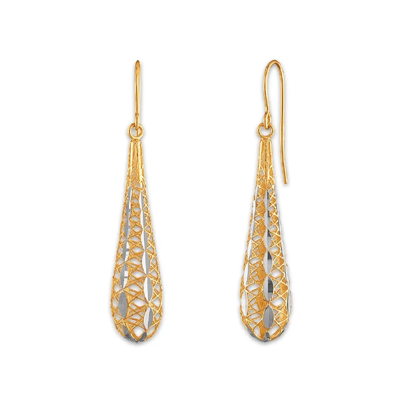 Shop Dazzling Jewelry With Special Promotional Discounts Massive Savings 14KT Yellow Gold With Rhodium Plating Teardrop Filigree Earrings Shop Dazzling Jewelry With Special Promotional Discounts Massive Savings 14KT Yellow Gold With Rhodium Plating Teardrop Filigree Earrings