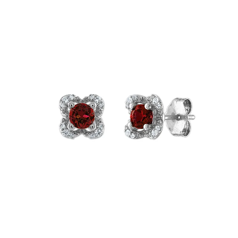 Flash Jewelry Sale – Get Stunning Pieces At Low Prices Contemporary Fashion Sale 4MM Round Garnet and White Sapphire Birthstone Flower Halo Earrings in Sterling Silver Flash Jewelry Sale – Get Stunning Pieces At Low Prices Contemporary Fashion Sale 4MM Round Garnet and White Sapphire Birthstone Flower Halo Earrings in Sterling Silver