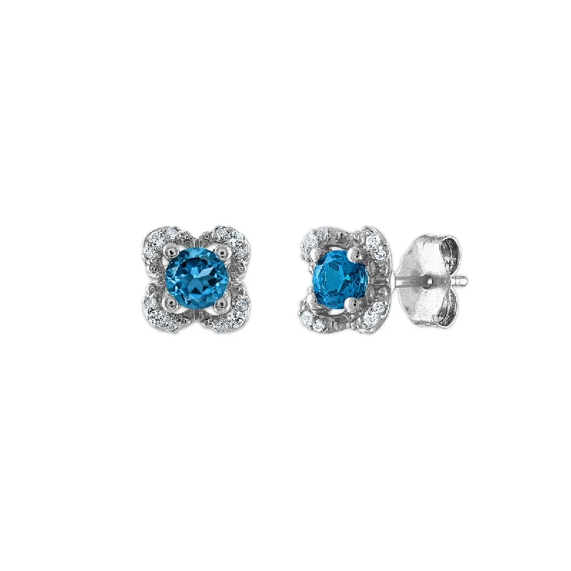 Exclusive Gemstone Jewelry Markdowns – Shop Now Essentials On Sale 4MM Round Topaz and White Sapphire Birthstone Flower Halo Earrings in Sterling Silver Exclusive Gemstone Jewelry Markdowns – Shop Now Essentials On Sale 4MM Round Topaz and White Sapphire Birthstone Flower Halo Earrings in Sterling Silver