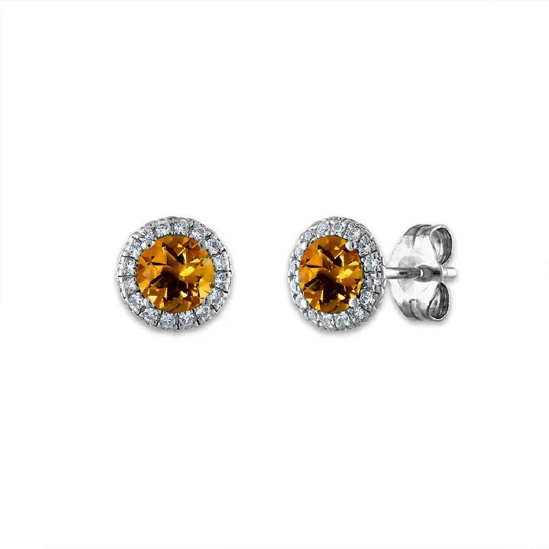 Delicate Crystal Jewelry For Sophisticated Charm Unbeatable Deals 5MM Round Citrine and White Sapphire Birthstone Earrings in Sterling Silver Delicate Crystal Jewelry For Sophisticated Charm Unbeatable Deals 5MM Round Citrine and White Sapphire Birthstone Earrings in Sterling Silver