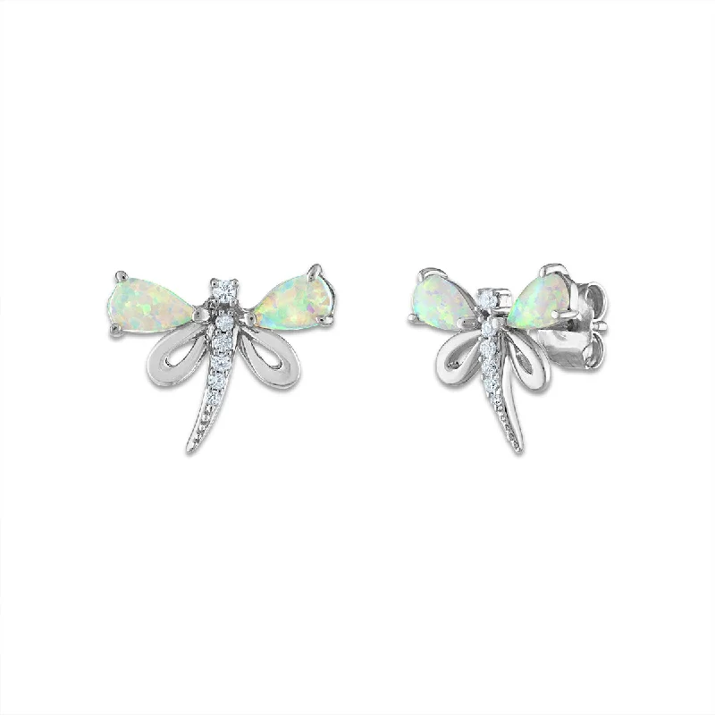 Jewelry Sale Bonanza – Grab Your Sparkle Now Low Price Special 5X3MM Pear Opal and White Sapphire Stud Dragonfly Earrings in Sterling Silver Jewelry Sale Bonanza – Grab Your Sparkle Now Low Price Special 5X3MM Pear Opal and White Sapphire Stud Dragonfly Earrings in Sterling Silver
