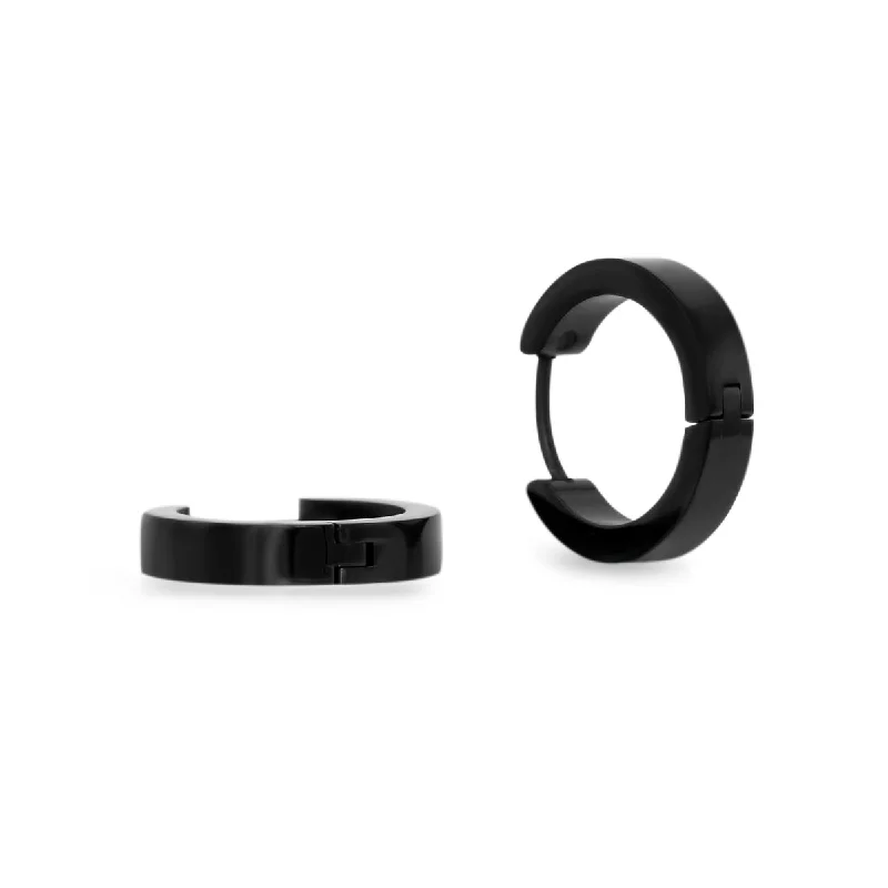 Get Ready To Sparkle – Special Jewelry Discounts Statement Fashion Offers Black Stainless Steel 4X14MMM Huggie Earrings Get Ready To Sparkle – Special Jewelry Discounts Statement Fashion Offers Black Stainless Steel 4X14MMM Huggie Earrings