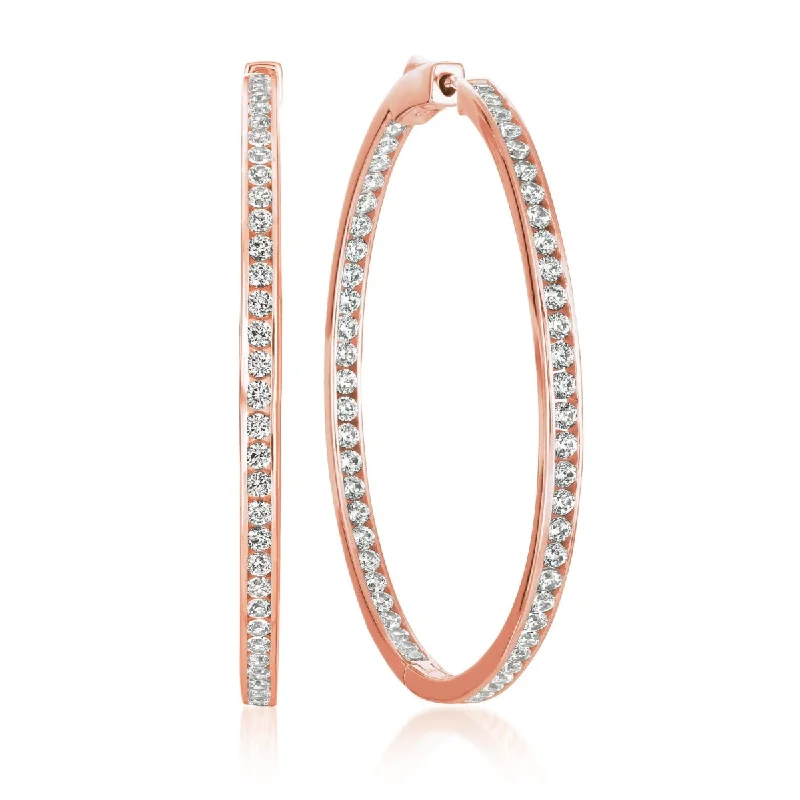 Luxury Jewelry Now At Special Promotional Rates Mega Sales Crislu 18KT Rose Gold Plated Sterling Silver Cubic Zirconia In & Out Hoop Earrings Luxury Jewelry Now At Special Promotional Rates Mega Sales Crislu 18KT Rose Gold Plated Sterling Silver Cubic Zirconia In & Out Hoop Earrings