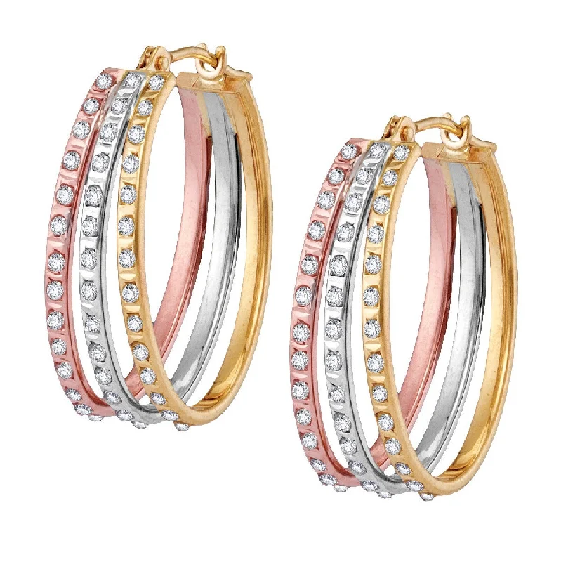 Shop Trending Jewelry With Exclusive Savings New Arrivals Diamond Fascination 14KT Gold Tri-Color 17X22MM Diamond Accent Hoop Earrings Shop Trending Jewelry With Exclusive Savings New Arrivals Diamond Fascination 14KT Gold Tri-Color 17X22MM Diamond Accent Hoop Earrings