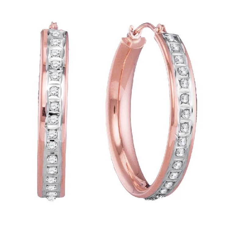 Personalized Jewelry At Special Discount Rates Best Sellers Diamond Fascination 14KT Rose Gold 25MM Diamond Accent Hoop Earrings Personalized Jewelry At Special Discount Rates Best Sellers Diamond Fascination 14KT Rose Gold 25MM Diamond Accent Hoop Earrings