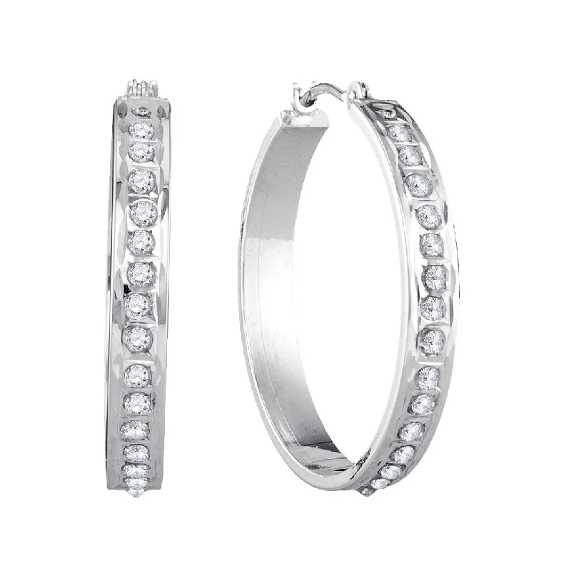 Grab Your Dream Jewelry At The Lowest Prices Gift Ideas Diamond Fascination 14KT White Gold 25MM Diamond Accent Hoop Earrings Grab Your Dream Jewelry At The Lowest Prices Gift Ideas Diamond Fascination 14KT White Gold 25MM Diamond Accent Hoop Earrings