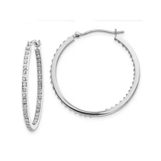 Premium Jewelry At Special Low Prices For A Limited Time Unleash Your Trend Driven Style Diamond Fascination 14KT White Gold 33MM Diamond Accent Hoop Earrings Premium Jewelry At Special Low Prices For A Limited Time Unleash Your Trend Driven Style Diamond Fascination 14KT White Gold 33MM Diamond Accent Hoop Earrings