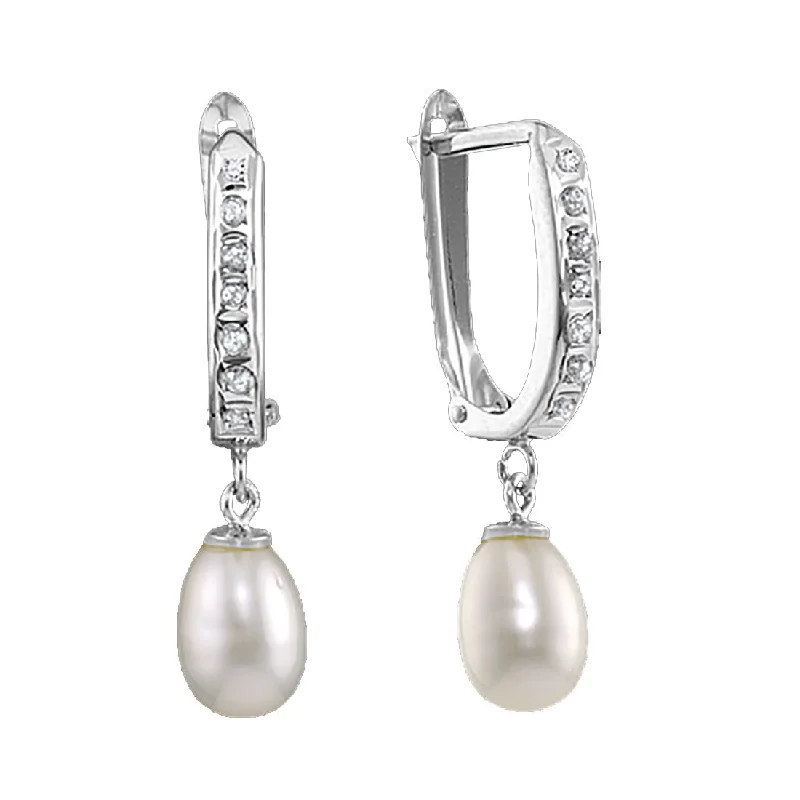 Affordable Gold-Plated Jewelry For Modern Fashion Spring Offer Diamond Fascination 14KT White Gold Pearl Diamond Accent Drop & Dangle Earrings Affordable Gold-Plated Jewelry For Modern Fashion Spring Offer Diamond Fascination 14KT White Gold Pearl Diamond Accent Drop & Dangle Earrings