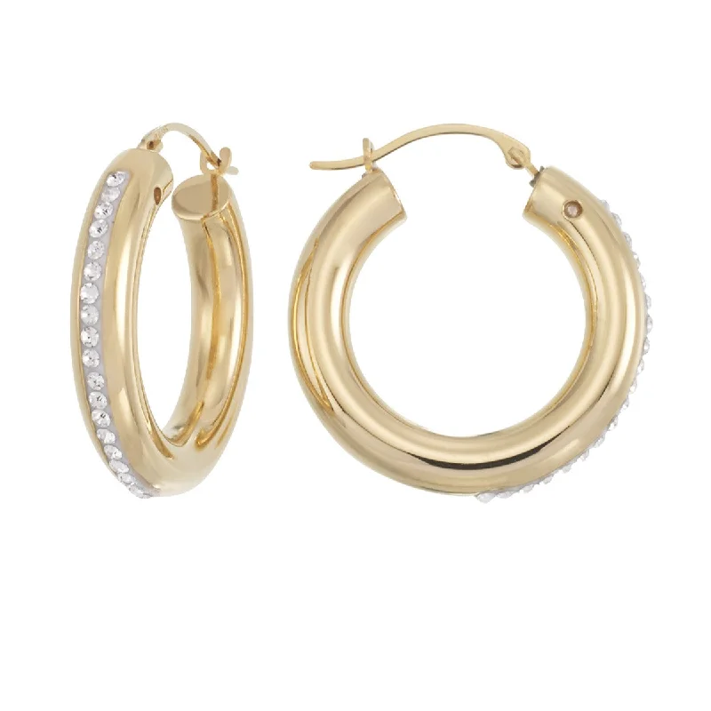 Get Ready To Sparkle – Special Jewelry Discounts Timeless Style Promotions Gold Luxe Crystal Hoop Earrings in 10KT Yellow Gold Over Resin Get Ready To Sparkle – Special Jewelry Discounts Timeless Style Promotions Gold Luxe Crystal Hoop Earrings in 10KT Yellow Gold Over Resin
