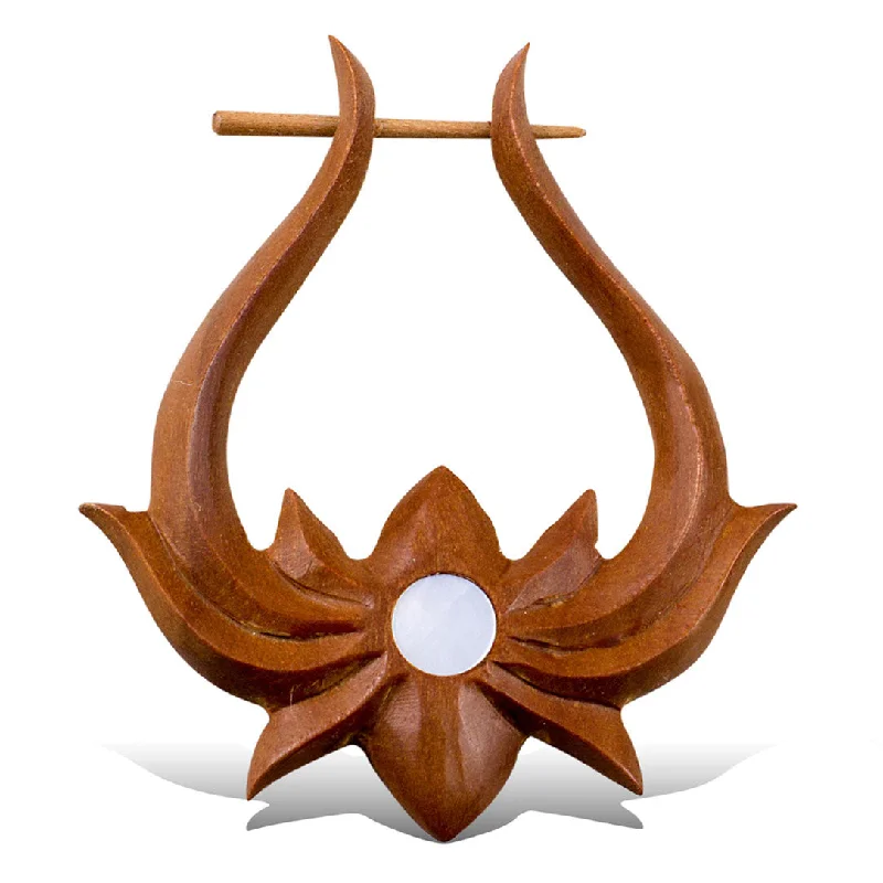 Premium Diamond Jewelry At Once-In-A-Lifetime Discounts Style Without Limits <span>ERW-368<span>: </span></span>Lotus Hoops with Shell - Wood Premium Diamond Jewelry At Once-In-A-Lifetime Discounts Style Without Limits <span>ERW-368<span>: </span></span>Lotus Hoops with Shell - Wood