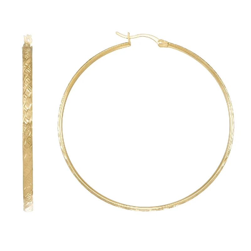 Stunning Jewelry Pieces At The Lowest Prices Ever Casual Yet Chic Sales Simone I Smith Collection 18KT Yellow Gold Plated Sterling Silver 50X3MM Textured Hoop Earrings