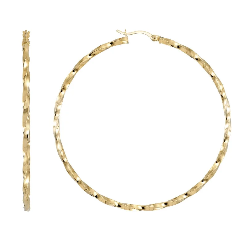 Luxury Handcrafted Jewelry For Elegant Looks New Styles Just In Simone I Smith Collection 18KT Yellow Gold Plated Sterling Silver 60X2MM Twist Hoop Earrings Luxury Handcrafted Jewelry For Elegant Looks New Styles Just In Simone I Smith Collection 18KT Yellow Gold Plated Sterling Silver 60X2MM Twist Hoop Earrings