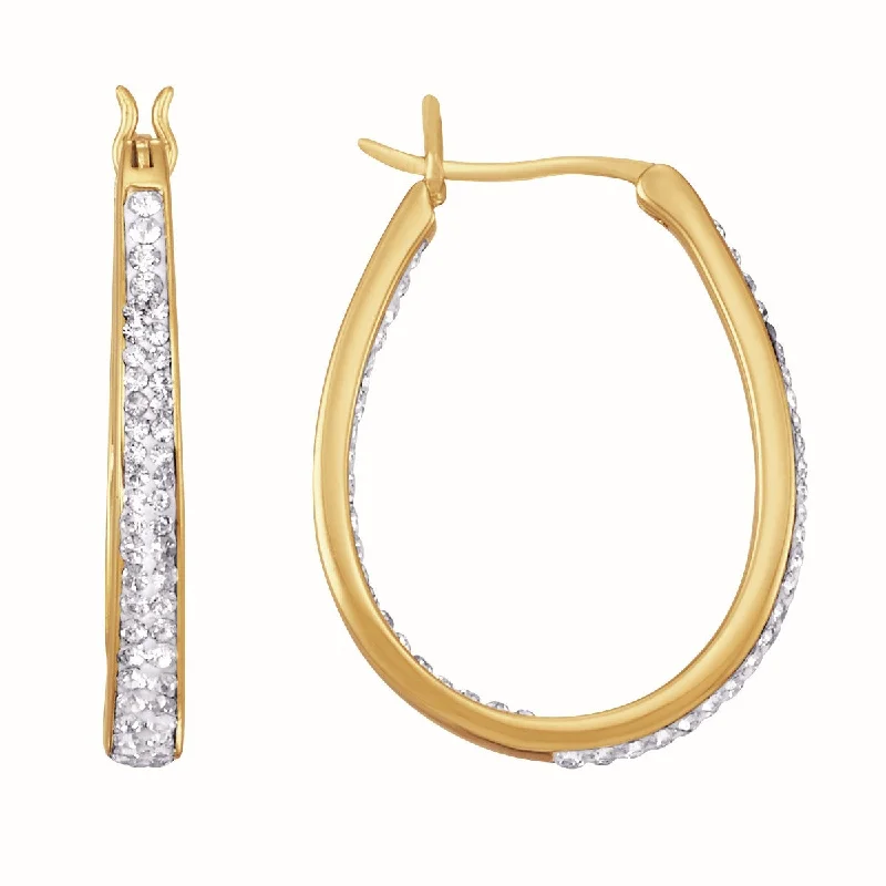 Get The Sparkle You Love At Prices You Adore Seize Bargains Simone I Smith Collection 18KT Yellow Gold Plated Sterling Silver Crystal 25X3MM Oval Hoop Earrings Get The Sparkle You Love At Prices You Adore Seize Bargains Simone I Smith Collection 18KT Yellow Gold Plated Sterling Silver Crystal 25X3MM Oval Hoop Earrings