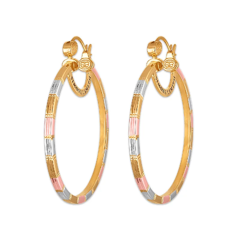 Your Dream Jewelry At Dream Prices Fashion Sale Simone I Smith Collection 50MM Tri-Color Hoop in 18K Gold Plated Sterling Silver Your Dream Jewelry At Dream Prices Fashion Sale Simone I Smith Collection 50MM Tri-Color Hoop in 18K Gold Plated Sterling Silver