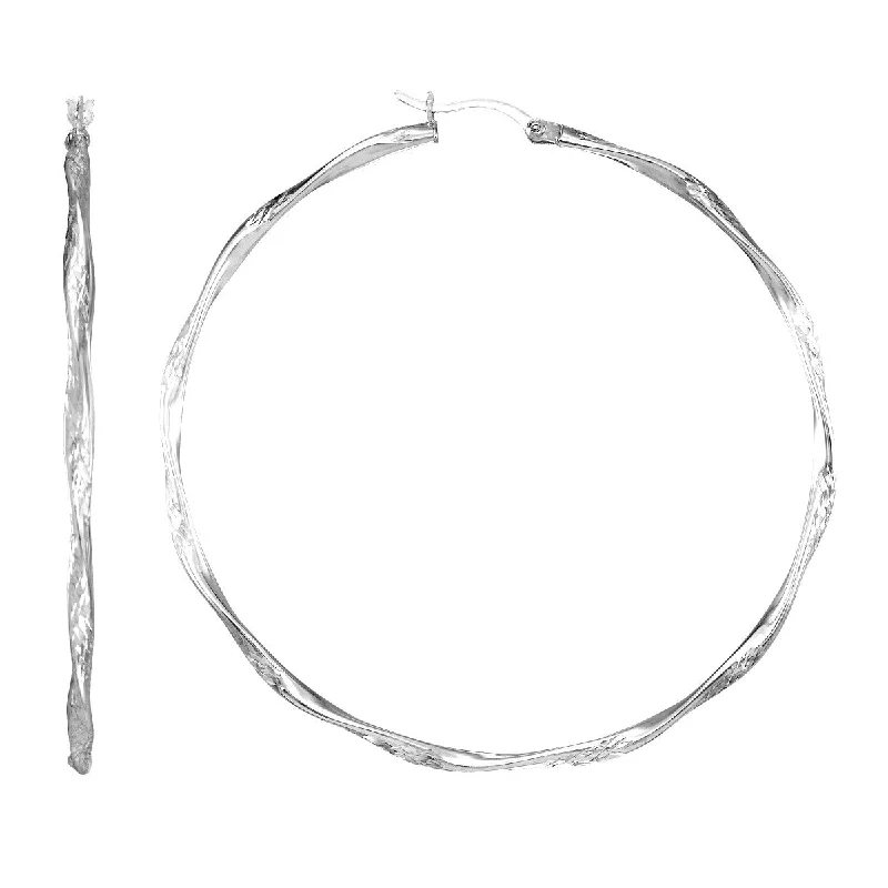Discover Unique Jewelry With Special Limited-Time Offers Flash Sale Simone I Smith Collection Platinum Plated Sterling Silver 60X2MM Diamond-Cut Twist Hoop Earrings Discover Unique Jewelry With Special Limited-Time Offers Flash Sale Simone I Smith Collection Platinum Plated Sterling Silver 60X2MM Diamond-Cut Twist Hoop Earrings