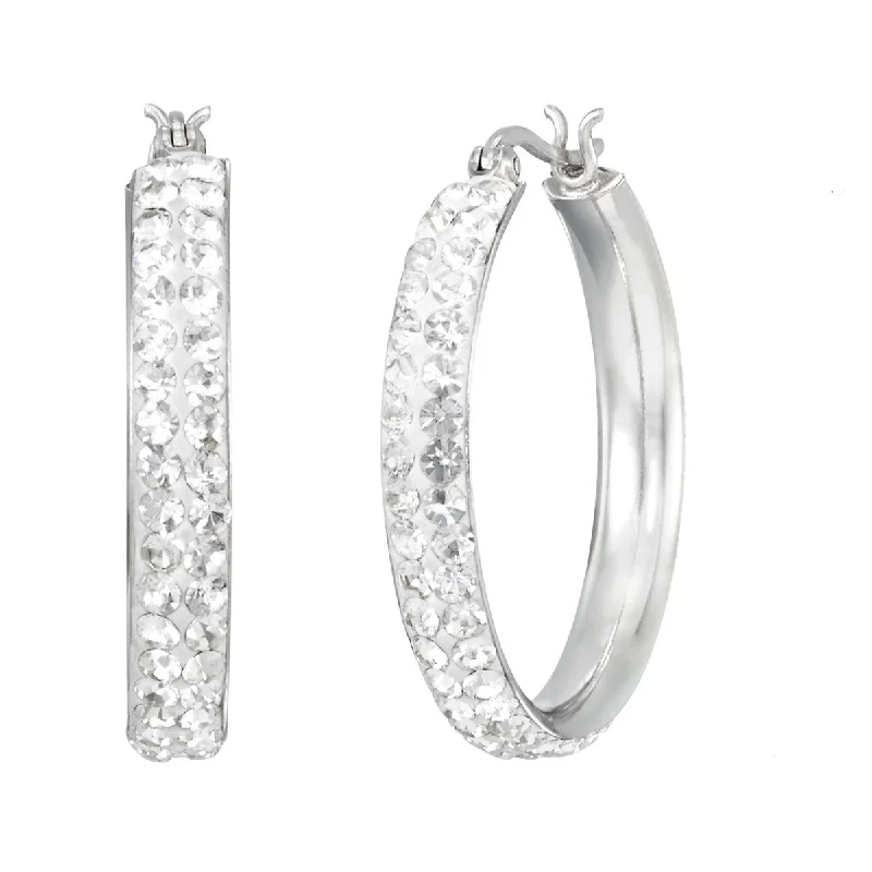 Get The Jewelry You Love At A Price You Love Ends Soon Simone I Smith Collection Platinum Plated Sterling Silver Crystal 30X4MM Hoop Earrings Get The Jewelry You Love At A Price You Love Ends Soon Simone I Smith Collection Platinum Plated Sterling Silver Crystal 30X4MM Hoop Earrings