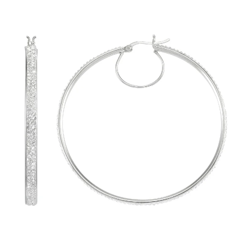 Your Dream Jewelry At Dream Prices Daring Fashion Promotions Simone I Smith Collection Platinum Plated Sterling Silver Crystal 55X3MM Hoop Earrings Your Dream Jewelry At Dream Prices Daring Fashion Promotions Simone I Smith Collection Platinum Plated Sterling Silver Crystal 55X3MM Hoop Earrings
