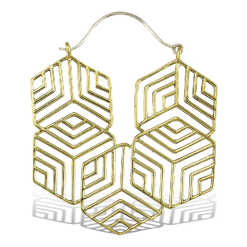 Dazzle In Elegance With Our Biggest Jewelry Sale Sale Event, Prices Rock <span>BRES-240<span>: </span></span>Hexagon Hoops - Silver Post
