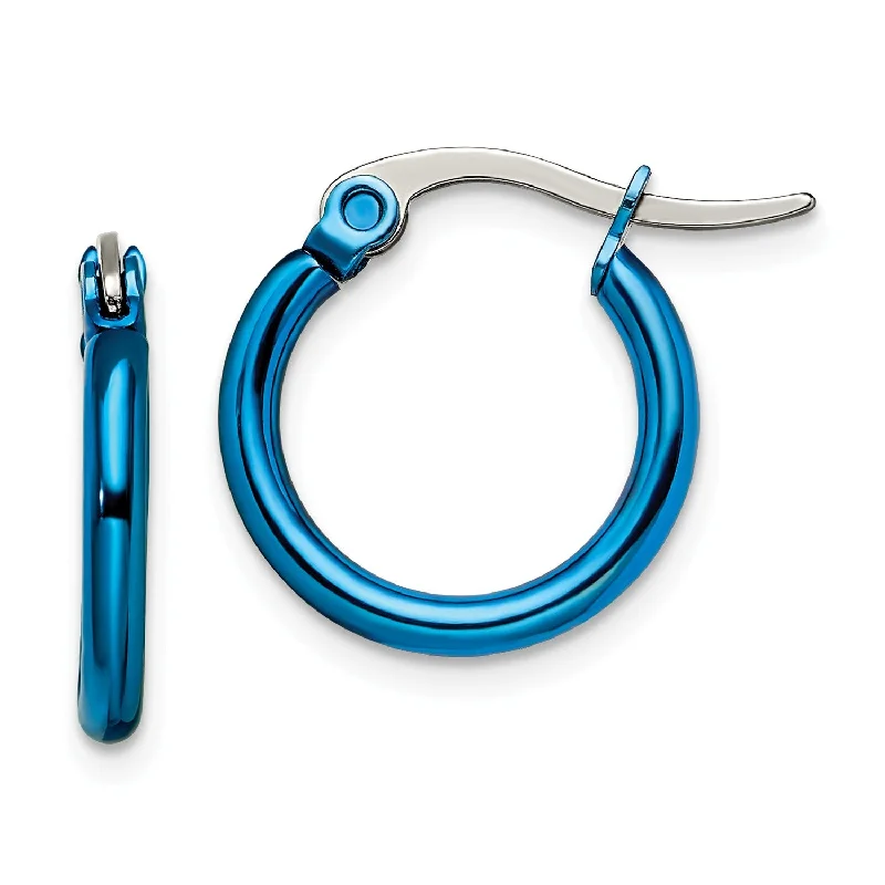 Affordable Luxury Jewelry For Every Occasion Comfort Meets Fashion Stainless Steel Blue IP plated 15.5mm Hoop Earrings Affordable Luxury Jewelry For Every Occasion Comfort Meets Fashion Stainless Steel Blue IP plated 15.5mm Hoop Earrings