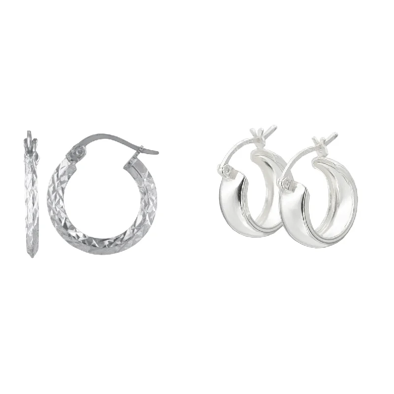 Shop Stylish Jewelry Now And Save Big Chic Style Discounts Sterling Silver 2X18MM and 6X12MM 2-Pair Hoop Earrings Set Shop Stylish Jewelry Now And Save Big Chic Style Discounts Sterling Silver 2X18MM and 6X12MM 2-Pair Hoop Earrings Set