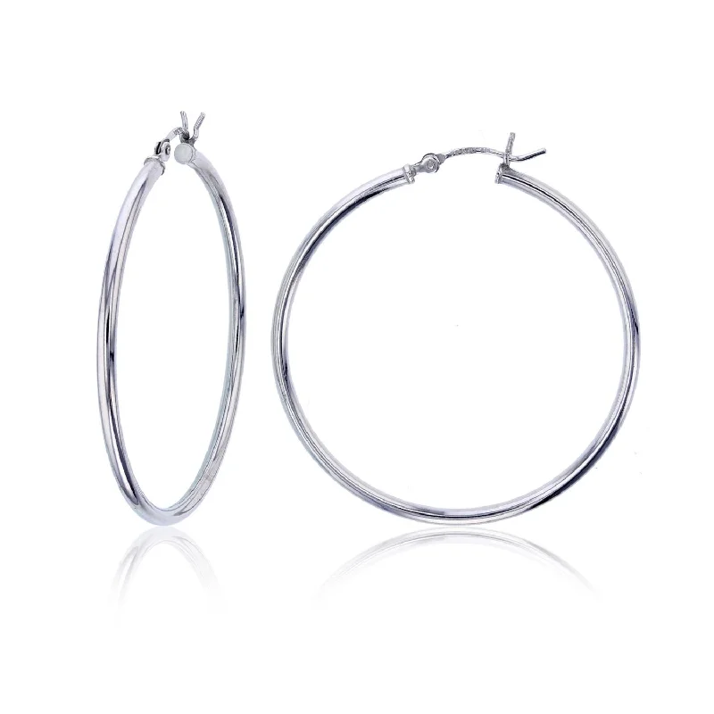 Stunning Jewelry At A Fraction Of The Price Trendy Looks On Sale Sterling Silver 2X50MM Hoop Earrings Stunning Jewelry At A Fraction Of The Price Trendy Looks On Sale Sterling Silver 2X50MM Hoop Earrings