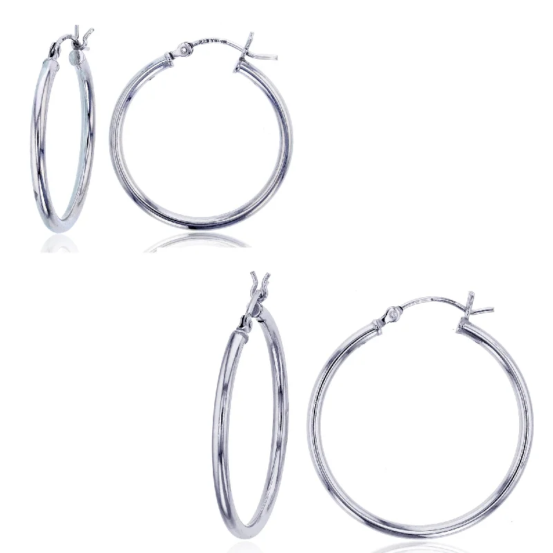 Classic And Modern Jewelry Styles On Sale Romantic Chic Deals Sterling Silver Hoop 20MM & 30MM 2-Pair Earrings Classic And Modern Jewelry Styles On Sale Romantic Chic Deals Sterling Silver Hoop 20MM & 30MM 2-Pair Earrings