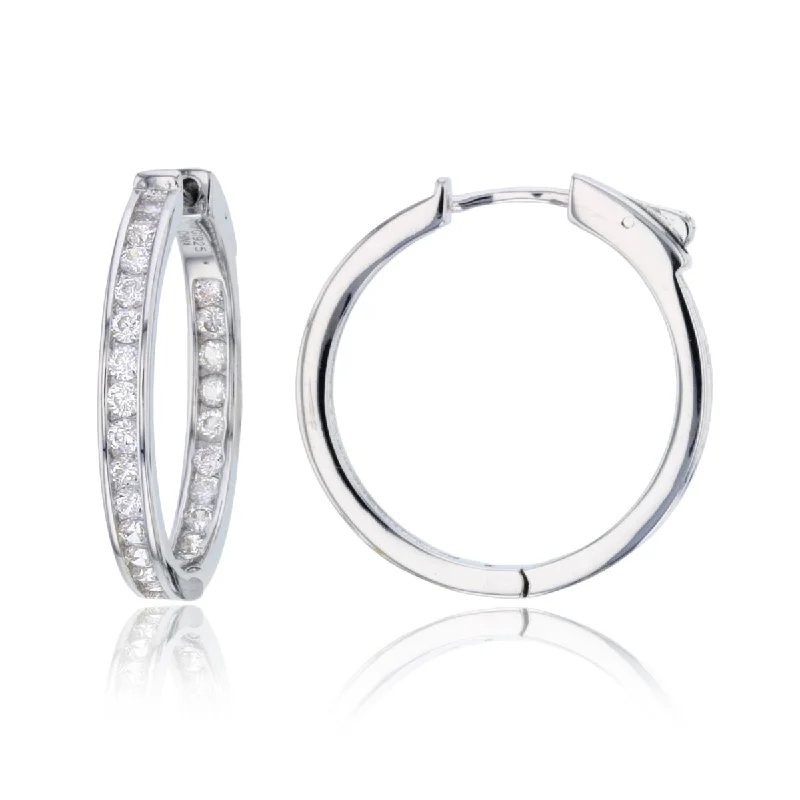 Premium Jewelry, Premium Discounts – Act Fast Limited Stock Sterling Silver Round Cubic Zirconia 25X3MM Safety Clasp In & Out Hoop Earrings Premium Jewelry, Premium Discounts – Act Fast Limited Stock Sterling Silver Round Cubic Zirconia 25X3MM Safety Clasp In & Out Hoop Earrings