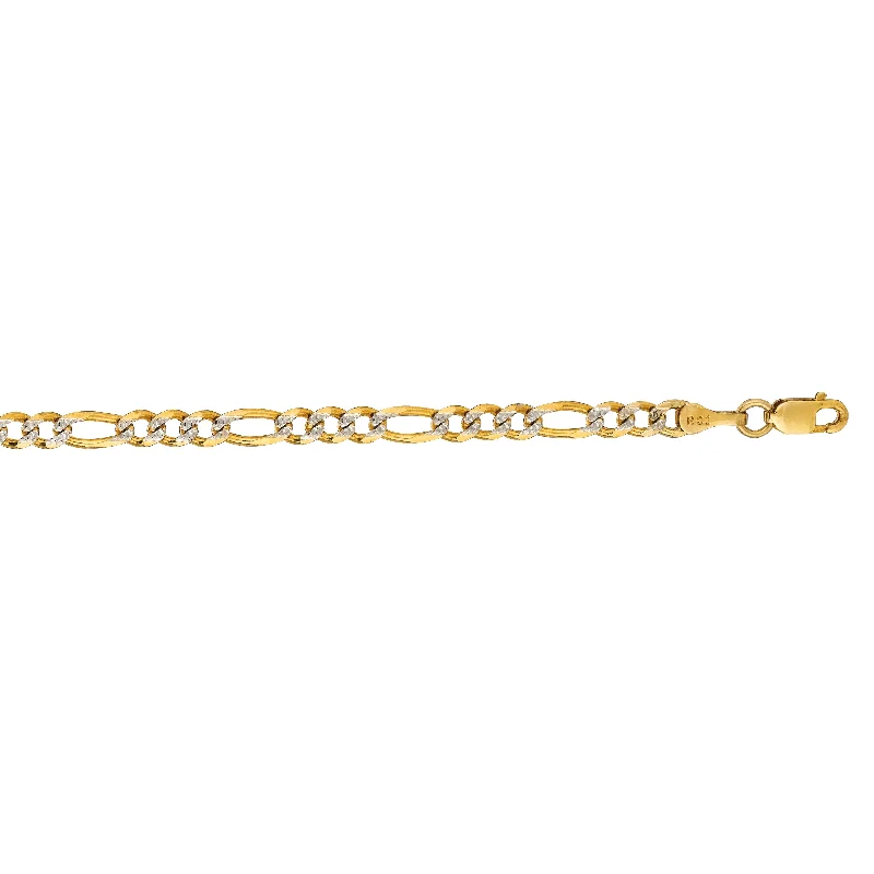 Handmade Pearl Jewelry For Timeless Elegance Classy Style Discounts 14K Gold 3.65mm White Pave Figaro Chain Handmade Pearl Jewelry For Timeless Elegance Classy Style Discounts 14K Gold 3.65mm White Pave Figaro Chain