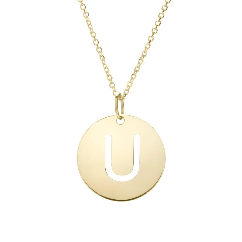 Elegant Jewelry Pieces At Unbelievable Prices Clearance Sale, All Cheap 14K Gold Disc Initial U Necklace Elegant Jewelry Pieces At Unbelievable Prices Clearance Sale, All Cheap 14K Gold Disc Initial U Necklace