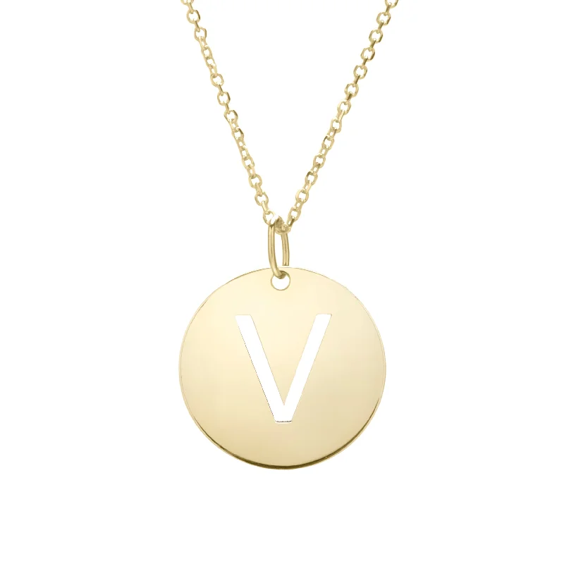 Don't Miss Our Biggest Jewelry Sale Of The Season You'Ll Love Us Because 14K Gold Disc Initial V Necklace Don't Miss Our Biggest Jewelry Sale Of The Season You'Ll Love Us Because 14K Gold Disc Initial V Necklace
