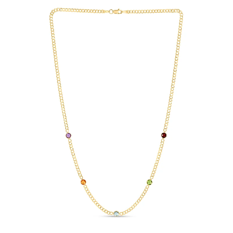 Shop Dazzling Jewelry With Special Promotional Discounts Urban Elegance Deals 14K Multi Gemstone Curb Chain Necklace Shop Dazzling Jewelry With Special Promotional Discounts Urban Elegance Deals 14K Multi Gemstone Curb Chain Necklace