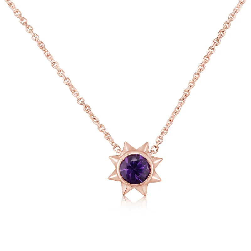 Elegant Designs, Unbeatable Discounts – Shop Jewelry Now Daily Deals 14K Rose Gold Amethyst Sun Neckpiece Elegant Designs, Unbeatable Discounts – Shop Jewelry Now Daily Deals 14K Rose Gold Amethyst Sun Neckpiece