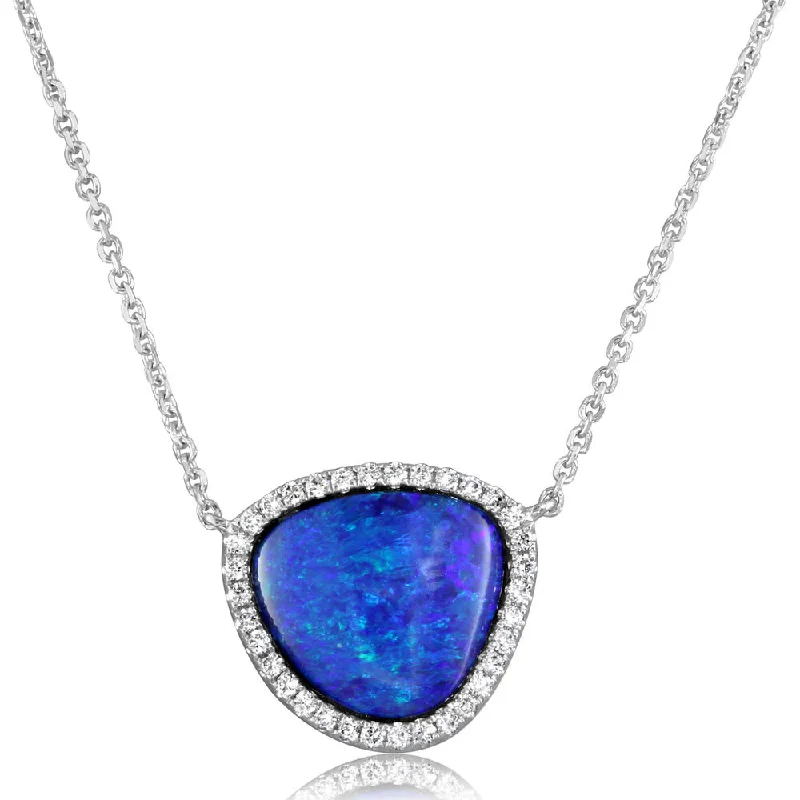 Last Chance To Grab Your Favorite Jewelry At A Discount Exclusive Discounts 14K White Gold Australian Opal Doublet/Diamond Neckpiece Last Chance To Grab Your Favorite Jewelry At A Discount Exclusive Discounts 14K White Gold Australian Opal Doublet/Diamond Neckpiece