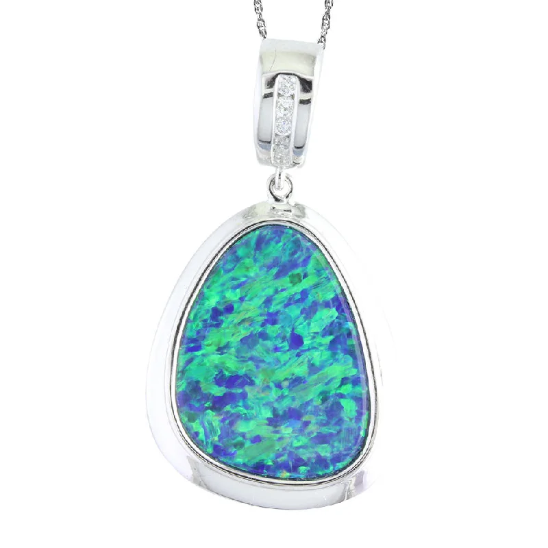 Exclusive Jewelry Offers – Shine For Less Exclusive Discounts 14K White Gold Australian Opal Doublet/Diamond Pendant Exclusive Jewelry Offers – Shine For Less Exclusive Discounts 14K White Gold Australian Opal Doublet/Diamond Pendant