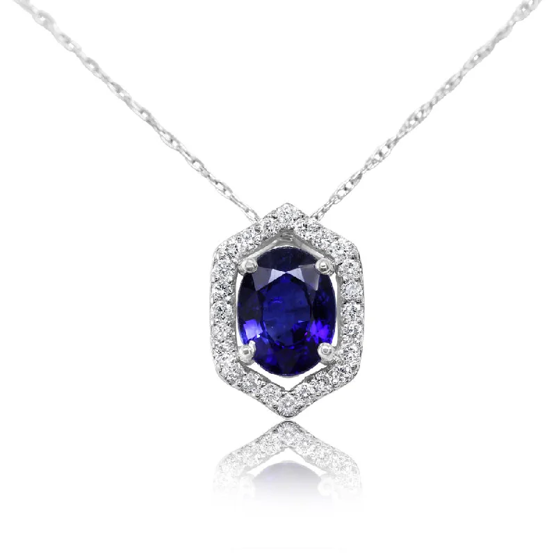 Elegant Jewelry, Exclusive Prices – Shop Now Big Discounts 14K White Gold Blue Sapphire/Diamond Pendant Elegant Jewelry, Exclusive Prices – Shop Now Big Discounts 14K White Gold Blue Sapphire/Diamond Pendant