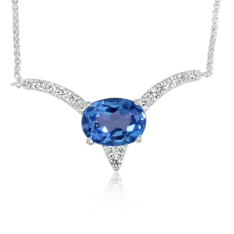 Shop Stylish Jewelry Now And Save Big Summer Deals 14K White Gold Blue Topaz/Diamond Neckpiece Shop Stylish Jewelry Now And Save Big Summer Deals 14K White Gold Blue Topaz/Diamond Neckpiece