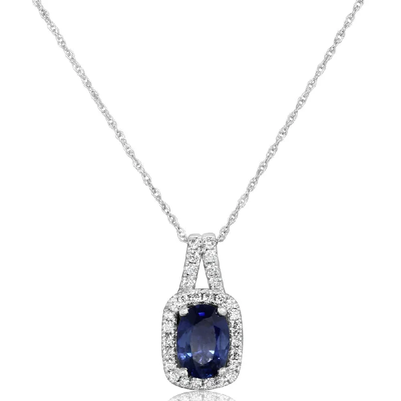 Luxury Jewelry At Unbeatable Discounts Sustainable Fashion Extravaganza 14K White Gold Sapphire/Diamond Pendant Luxury Jewelry At Unbeatable Discounts Sustainable Fashion Extravaganza 14K White Gold Sapphire/Diamond Pendant