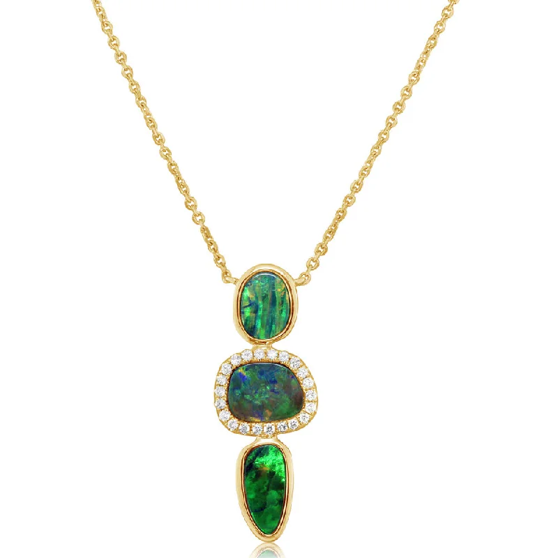 Huge Savings On Premium Jewelry Styles Trend Leading Collection 14K Yellow Gold Australian Opal Doublet/Diamond Neckpiece Huge Savings On Premium Jewelry Styles Trend Leading Collection 14K Yellow Gold Australian Opal Doublet/Diamond Neckpiece