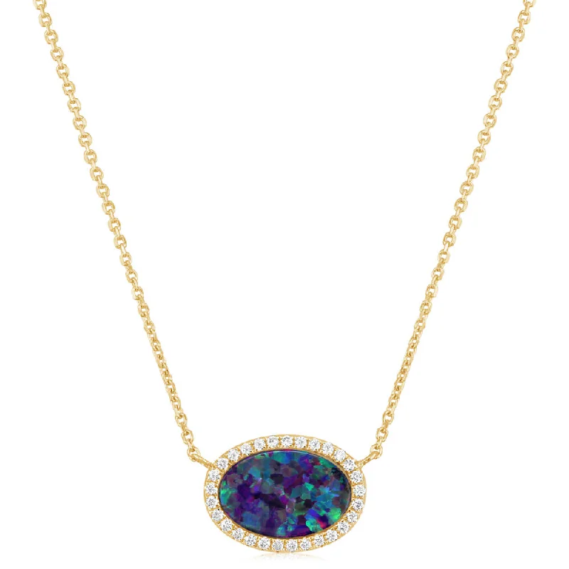 Must-Have Jewelry At Unbelievable Discounts Durable Fashion Picks 14K Yellow Gold Australian Opal Doublet/Diamond Neckpiece Must-Have Jewelry At Unbelievable Discounts Durable Fashion Picks 14K Yellow Gold Australian Opal Doublet/Diamond Neckpiece