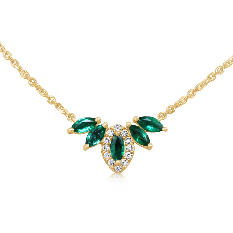 The Perfect Jewelry Piece At The Perfect Discount Enjoy Discount 14K Yellow Gold Emerald/Diamond Neckpiece The Perfect Jewelry Piece At The Perfect Discount Enjoy Discount 14K Yellow Gold Emerald/Diamond Neckpiece