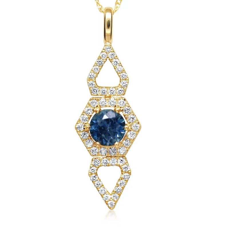 Exclusive Jewelry Sale – Shine For Less Seasonal Picks 14K Yellow Gold Montana Sapphire/Diamond Pendant Exclusive Jewelry Sale – Shine For Less Seasonal Picks 14K Yellow Gold Montana Sapphire/Diamond Pendant