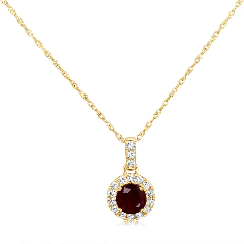 Huge Savings On Timeless Jewelry Collections Fashion Forward 14K Yellow Gold Ruby/Diamond Pendant Huge Savings On Timeless Jewelry Collections Fashion Forward 14K Yellow Gold Ruby/Diamond Pendant