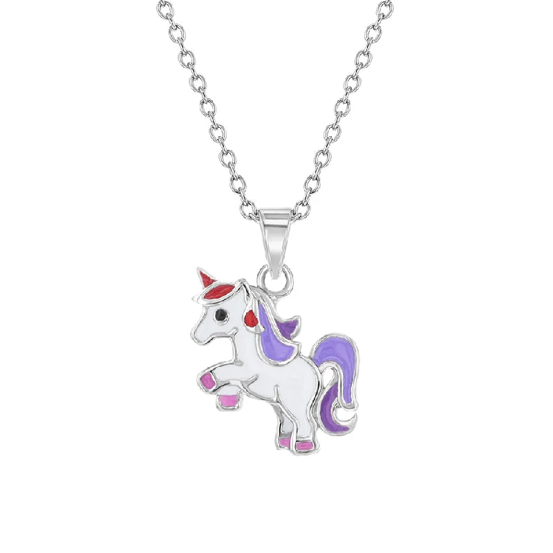 High-Quality Gemstone Jewelry For Special Occasions Big Savings Children's Rearing Unicorn Necklace in Sterling Silver High-Quality Gemstone Jewelry For Special Occasions Big Savings Children's Rearing Unicorn Necklace in Sterling Silver