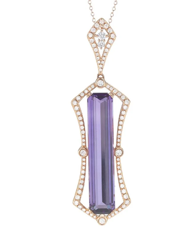Get The Best Deals On Timeless Jewelry Pieces Imeless Style 10.20 ct Amethyst and .76cttw Diamond Necklace in 14k Rose Get The Best Deals On Timeless Jewelry Pieces Imeless Style 10.20 ct Amethyst and .76cttw Diamond Necklace in 14k Rose