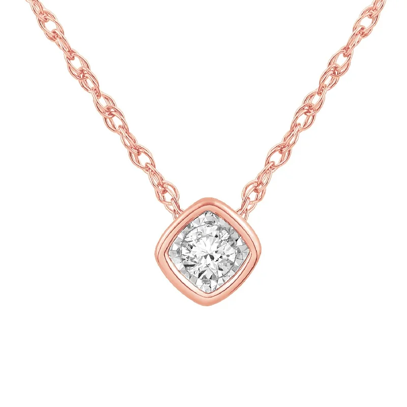 Waterproof Stainless Steel Jewelry For Lasting Beauty Relaxed Style Diamond Square Shape Bezel Pendant in Rose Gold Waterproof Stainless Steel Jewelry For Lasting Beauty Relaxed Style Diamond Square Shape Bezel Pendant in Rose Gold