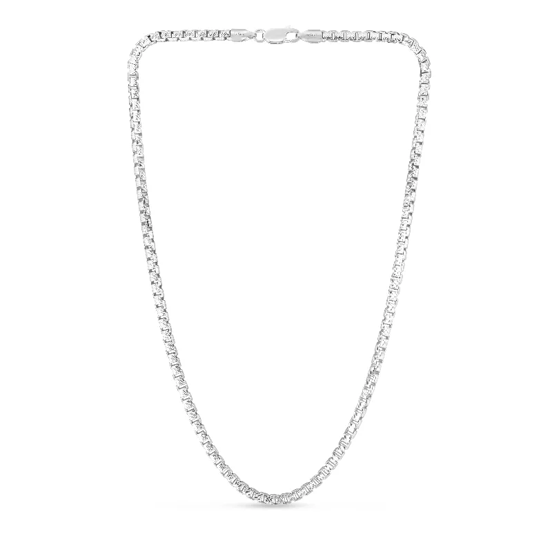Seasonal Jewelry Sale – Upgrade Your Collection High-End Style Discounts Sterling Silver 3.9mm Rockstar Cut Round Box Chain
