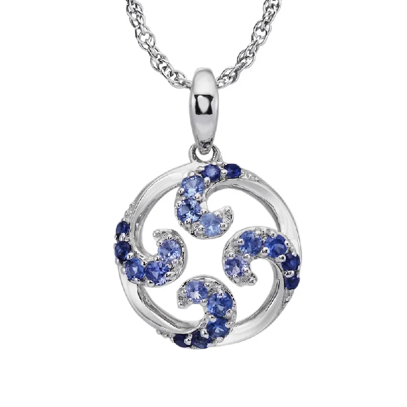 Limited-Stock Jewelry Sale – Once It's Gone, It's Gone Final Sale Sterling Silver Graduated Blue Sapphire Wave Pendant Limited-Stock Jewelry Sale – Once It's Gone, It's Gone Final Sale Sterling Silver Graduated Blue Sapphire Wave Pendant