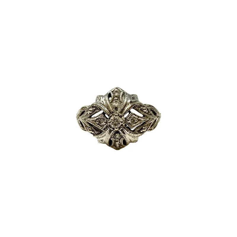 Grab Stylish Jewelry Before The Sale Ends Vintage Style Deals 10K White Gold Vintage Diamond Ring
