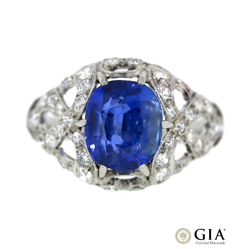 Discounted Jewelry For A Glamorous Look Hot Trends GIA Certified No Heat Blue Sapphire & Diamond Ring Size 5 Discounted Jewelry For A Glamorous Look Hot Trends GIA Certified No Heat Blue Sapphire & Diamond Ring Size 5